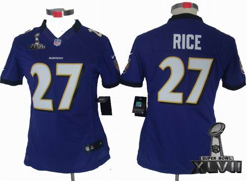 women Nike Baltimore Ravens #27 Ray Rice purple limited 2013 Super Bowl XLVII Jersey