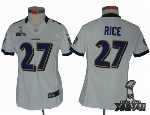 women Nike Baltimore Ravens #27 Ray Rice white limited 2013 Super Bowl XLVII Jersey