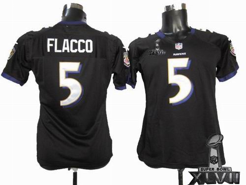 women Nike Baltimore Ravens #5 Joe Flacco black game 2013 Super Bowl XLVII Jersey