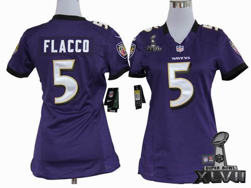 women Nike Baltimore Ravens #5 Joe Flacco purple game 2013 Super Bowl XLVII Jersey