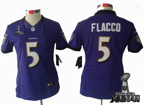 women Nike Baltimore Ravens #5 Joe Flacco purple limited 2013 Super Bowl XLVII Jersey
