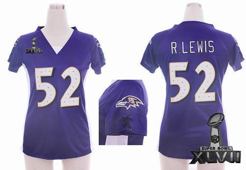 women Nike Baltimore Ravens #52 Ray Lewis purple draft him ii top 2013 Super Bowl XLVII Jersey