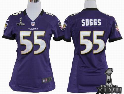 women Nike Baltimore Ravens #55 Terrell Suggs purple game 2013 Super Bowl XLVII Jersey