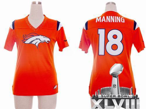 women Nike Denver Broncos #18 manning orange Field Flirt Fashion 2014 Super bowl XLVIII(GYM) Jersey