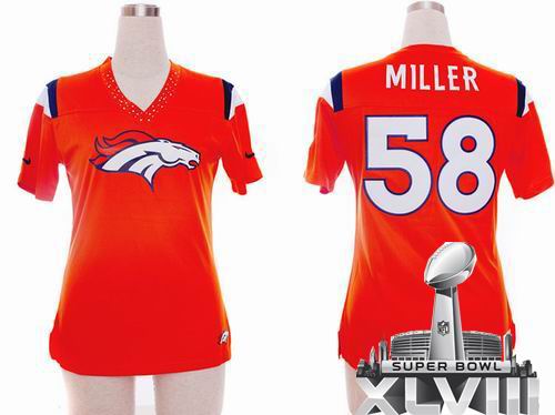 women Nike Denver Broncos #58 Von Miller orange Field Flirt Fashion 2014 Super bowl XLVIII(GYM) Jersey