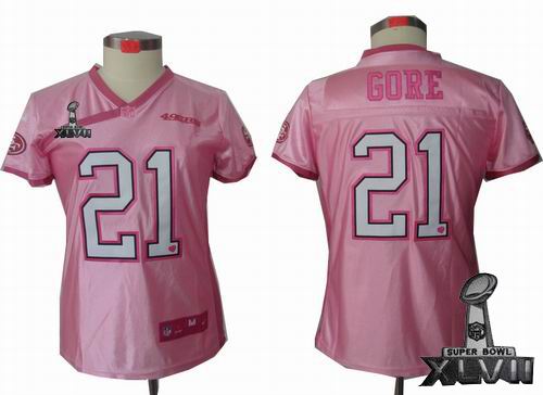 women Nike San Francisco 49ers #21 Frank Gore pink love elite 2013 Super Bowl XLVII Jersey
