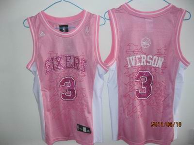 women Philadelphia 76ers A.Iverson #3 pink jersey