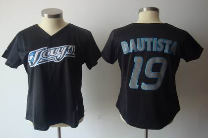 women Toronto Blue Jays #19 Jose Bautista BLACK jersey