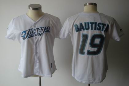 women Toronto Blue Jays #19 Jose Bautista white jersey