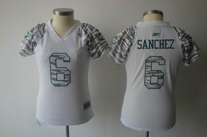 women Zebra Field Flirt New York Jets Mark #6 Sanchez white jerseys