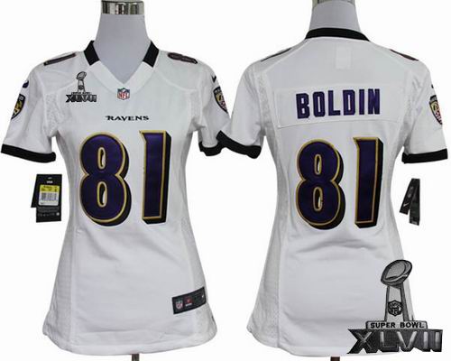 women nike Baltimore Ravens #81 Anquan Boldin white game 2013 Super Bowl XLVII Jersey