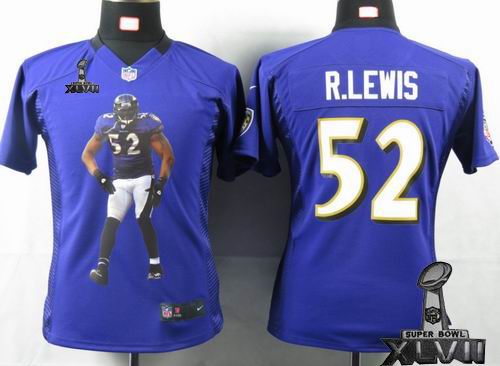 women printed Nike Baltimore Ravens #52 Ray Lewis purple Portrait Fashion Game 2013 Super Bowl XLVII Jersey