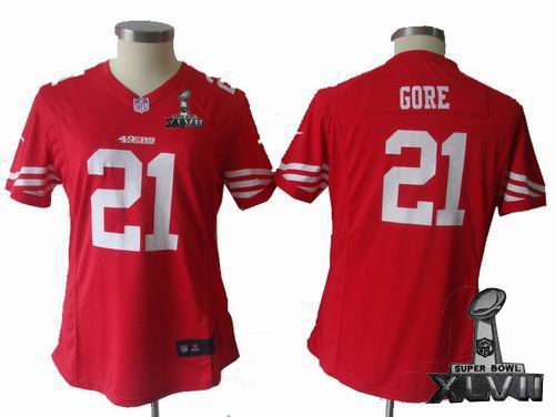 women printed Nike San Francisco 49ers #21 Frank Gore red 2013 Super Bowl XLVII Jersey