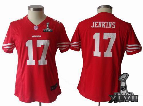 women printed nike San Francisco 49ers #17 A.J. Jenkins red 2013 Super Bowl XLVII Jersey