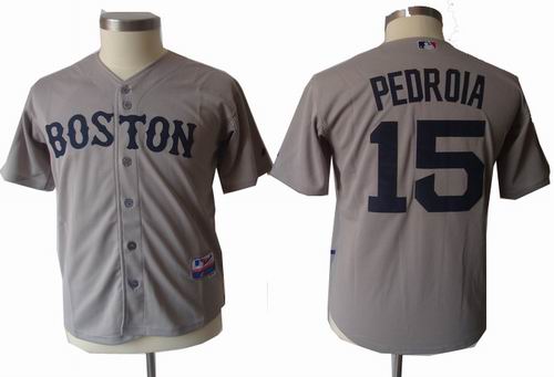 youth Boston Red Sox #15 Dustin Pedroia grey Jersey
