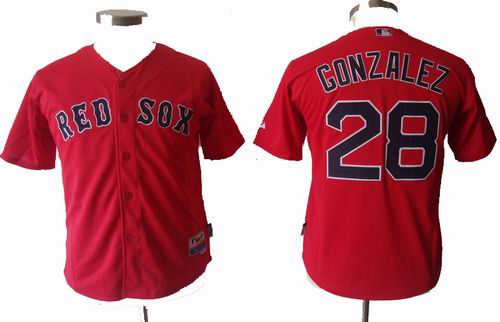 youth Boston Red Sox #28 Adrian Gonzalez red Jersey