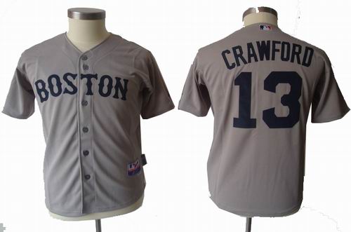 youth Boston Red Sox 13# Carl Crawford grey jerseys