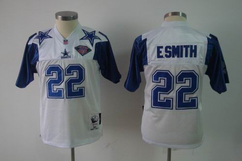 youth Dallas Cowboys #22 E.SMITH 75TH Throwback jerseys White MitchellandNess
