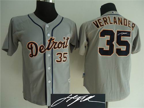 youth Detroit Tigers #35 Justin Verlander grey signature jerseys