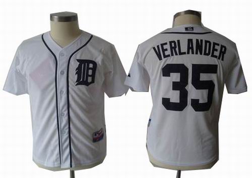 youth Detroit Tigers #35 Justin Verlander white jerseys