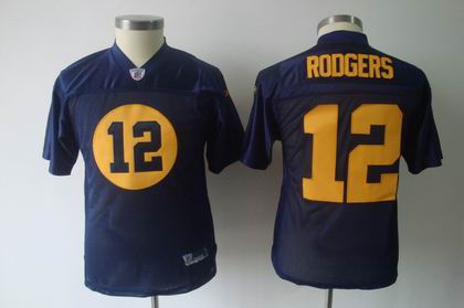 youth Green Bay Packers #12 Aaron Rodgers Third Jerseys Blue