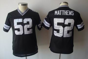 youth Green Bay Packers #52 Clav Matthews full black jersey