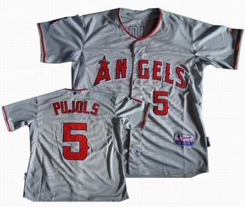 youth Los Angeles Angels 5# Albert Pujols grey Cool Base Jersey