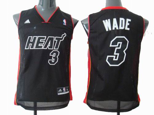 youth Miami Heat 3# Dwyane Wade black white name jerseys