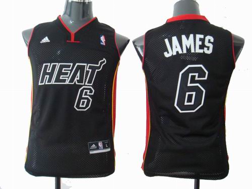 youth Miami Heat 6# LeBron James black white name jerseys