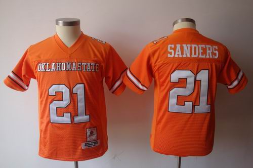 youth NCAA Oklahoma State Cowboys #21 Barry Sanders orange jerseys
