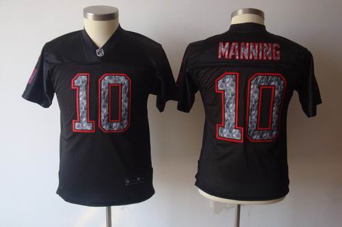 youth New York Giants 10 Eli Manning Black United Sideline Jerseys