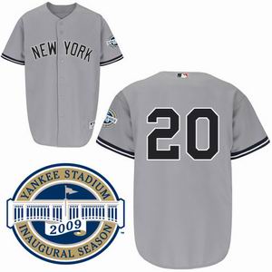 youth New York Yankees Jorge Posada #20 With 2009 Inaugural Patch Grey Jersey