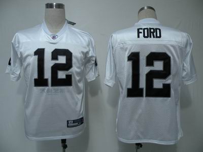 youth Oakland Raiders #12 Jacoby Ford Jersey White black numbers