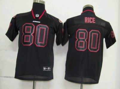 youth San Francisco 49ers 80 Jerry Rice Lights Out Blacks Jerseys