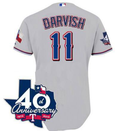 youth Texas Rangers # 11 Yu Darvish GREY w 40th Anniversary Patch