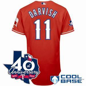 youth Texas Rangers # 11 Yu Darvish red w 40th Anniversary Patch