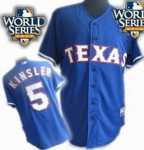 youth Texas Rangers #5 Ian Kinsler 2010 World Series Patch jerseys blue
