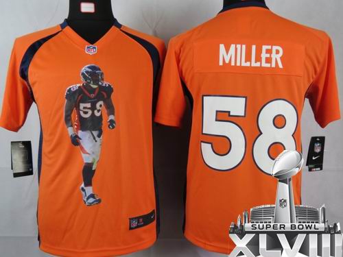 youth printed 2012 Nike Denver Broncos #58 Von Miller orange Portrait Fashion Game 2014 Super bowl XLVIII(GYM) Jersey