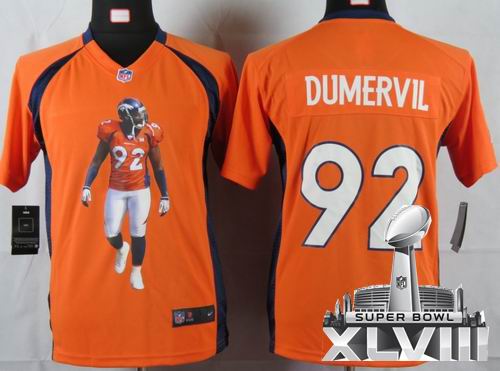 youth printed 2012 nike Denver Broncos #92 Elvis Dumervil orange Portrait Fashion Game 2014 Super bowl XLVIII(GYM) Jersey