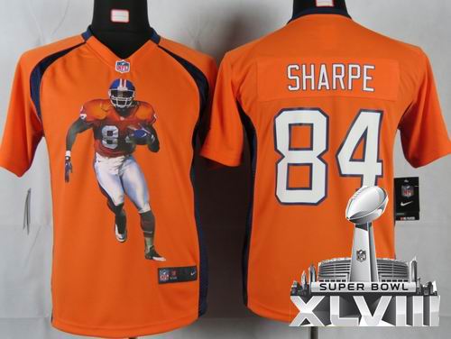 youth printed 2012 nike denver broncos #84 shannon sharpe orange Portrait Fashion Game 2014 Super bowl XLVIII(GYM) Jersey