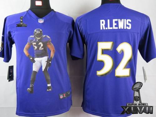youth printed Nike Baltimore Ravens #52 Ray Lewis purple Portrait Fashion Game 2013 Super Bowl XLVII Jersey